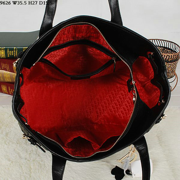 dior soft tote purse lambskin leather 9626 black